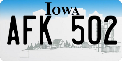 IA license plate AFK502