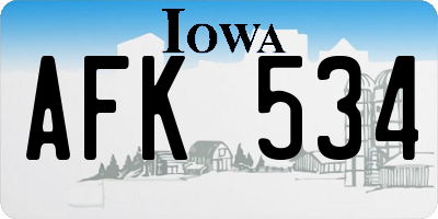 IA license plate AFK534