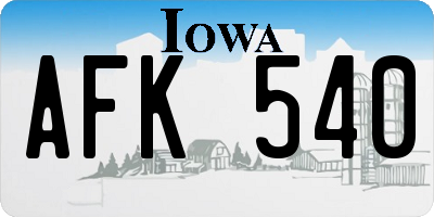 IA license plate AFK540