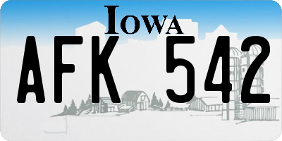 IA license plate AFK542