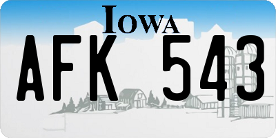 IA license plate AFK543