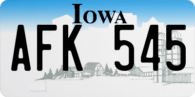 IA license plate AFK545