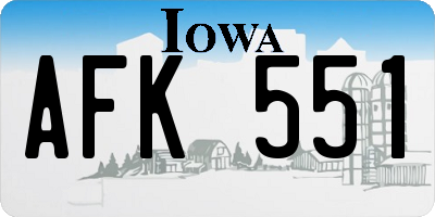 IA license plate AFK551