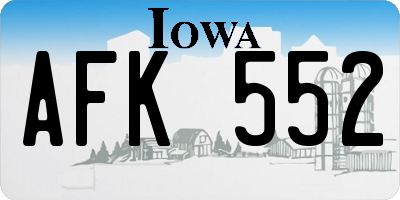 IA license plate AFK552