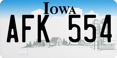 IA license plate AFK554