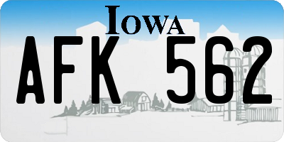 IA license plate AFK562