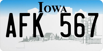 IA license plate AFK567