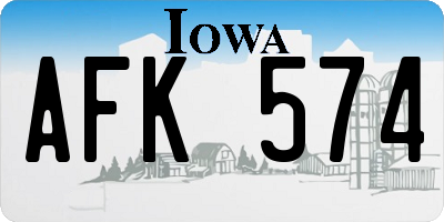 IA license plate AFK574