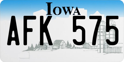 IA license plate AFK575