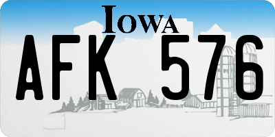 IA license plate AFK576