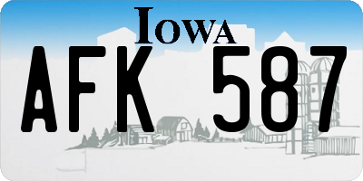 IA license plate AFK587