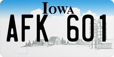 IA license plate AFK601
