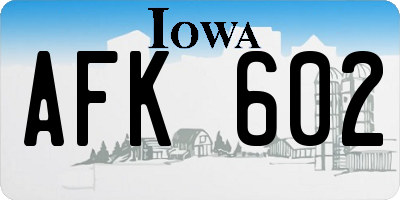 IA license plate AFK602