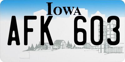 IA license plate AFK603