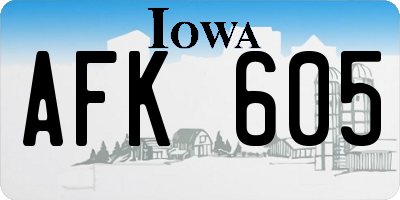 IA license plate AFK605