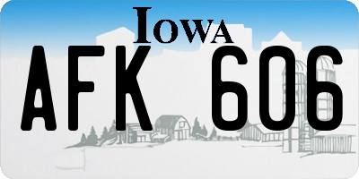 IA license plate AFK606