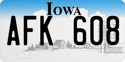 IA license plate AFK608