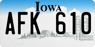 IA license plate AFK610
