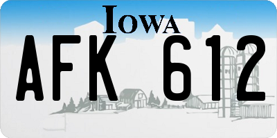 IA license plate AFK612