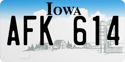 IA license plate AFK614