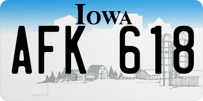IA license plate AFK618