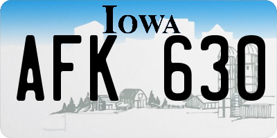 IA license plate AFK630