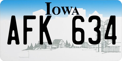 IA license plate AFK634