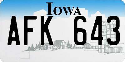 IA license plate AFK643