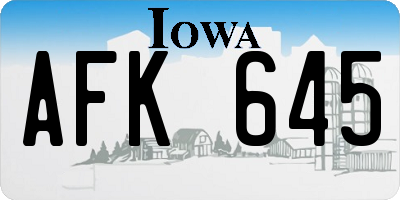 IA license plate AFK645