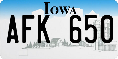 IA license plate AFK650