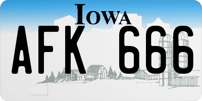 IA license plate AFK666