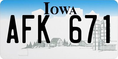IA license plate AFK671