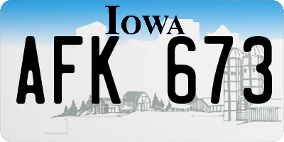 IA license plate AFK673