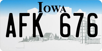 IA license plate AFK676