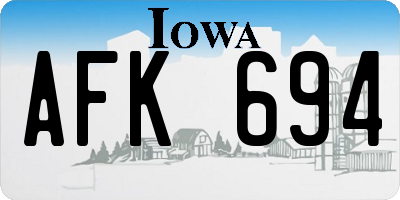 IA license plate AFK694