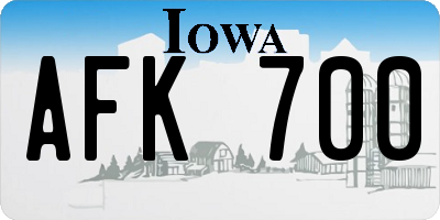 IA license plate AFK700