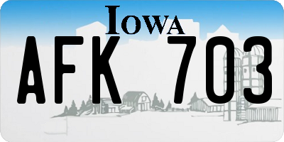 IA license plate AFK703