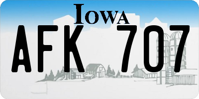IA license plate AFK707