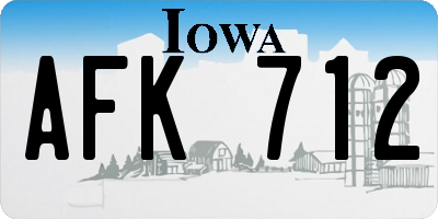 IA license plate AFK712