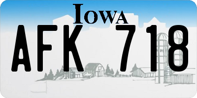 IA license plate AFK718