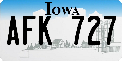 IA license plate AFK727
