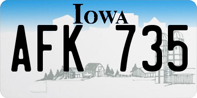 IA license plate AFK735