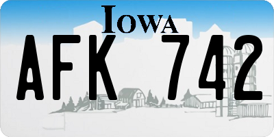 IA license plate AFK742