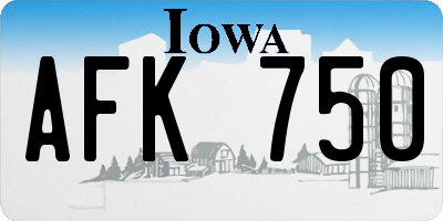 IA license plate AFK750