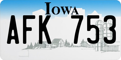 IA license plate AFK753