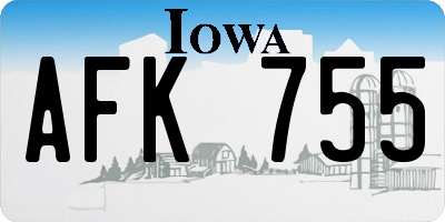 IA license plate AFK755