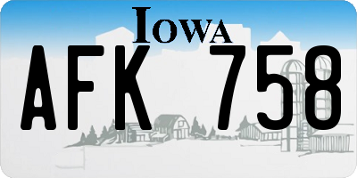 IA license plate AFK758