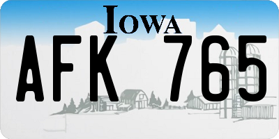 IA license plate AFK765