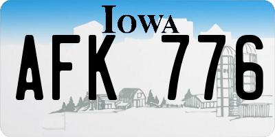IA license plate AFK776