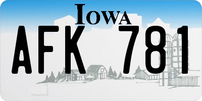 IA license plate AFK781